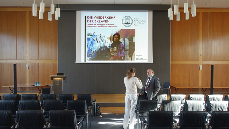 photo of the room of the slavery symposium before the start of the conference